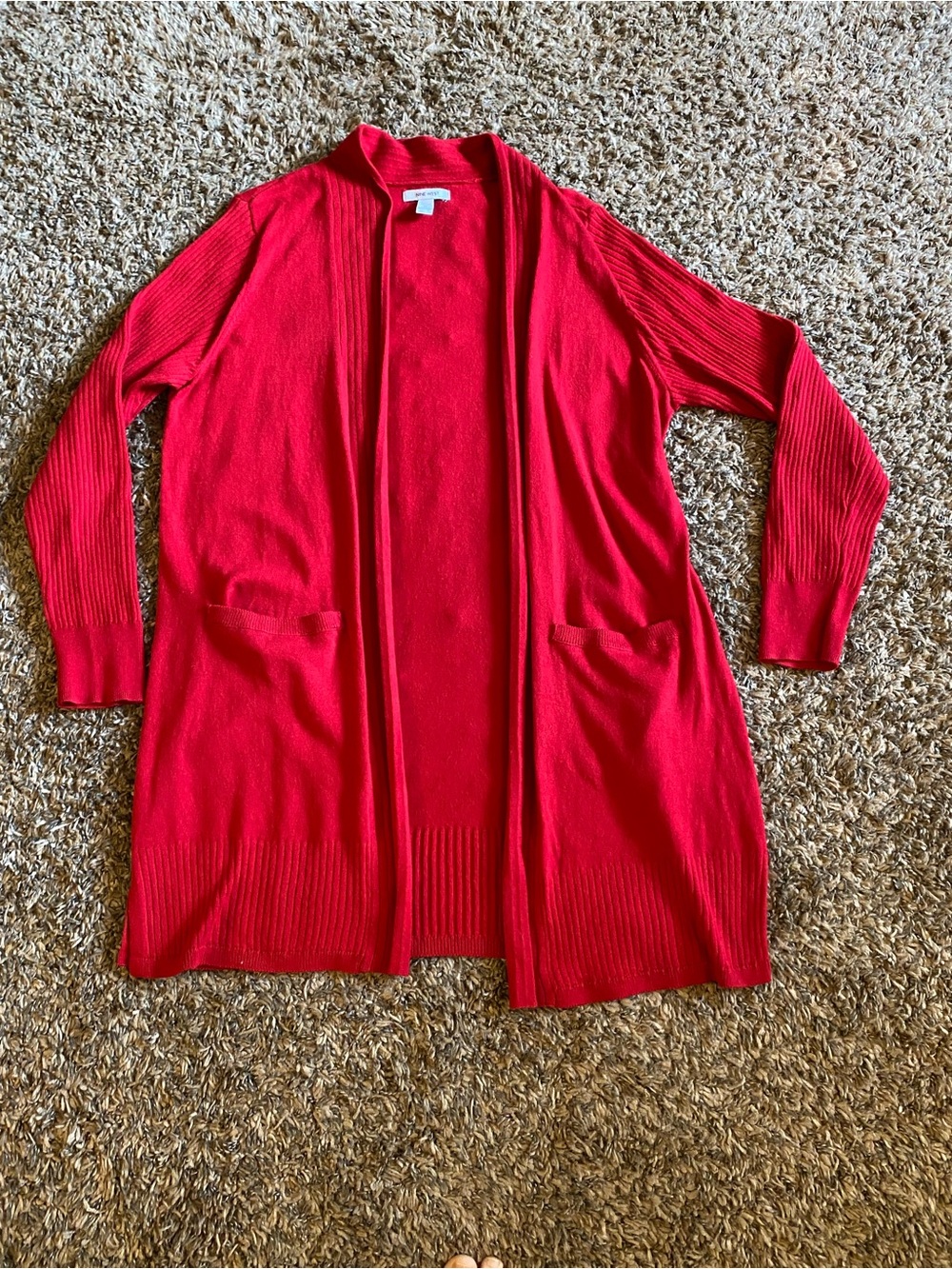 Nine West Red Knit Cardigan Duster Size Petite Large